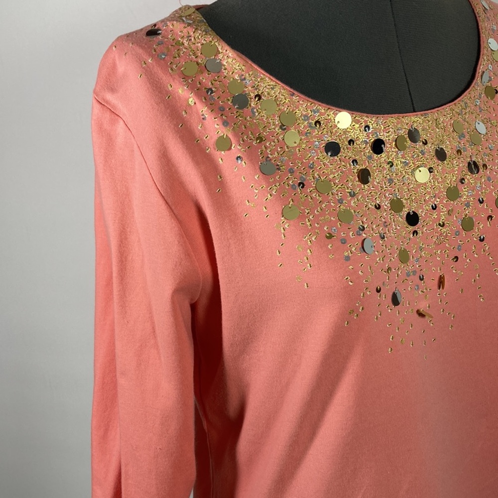 Ruby Rd Pull Over Embellished On Neckline Peach C… - image 4